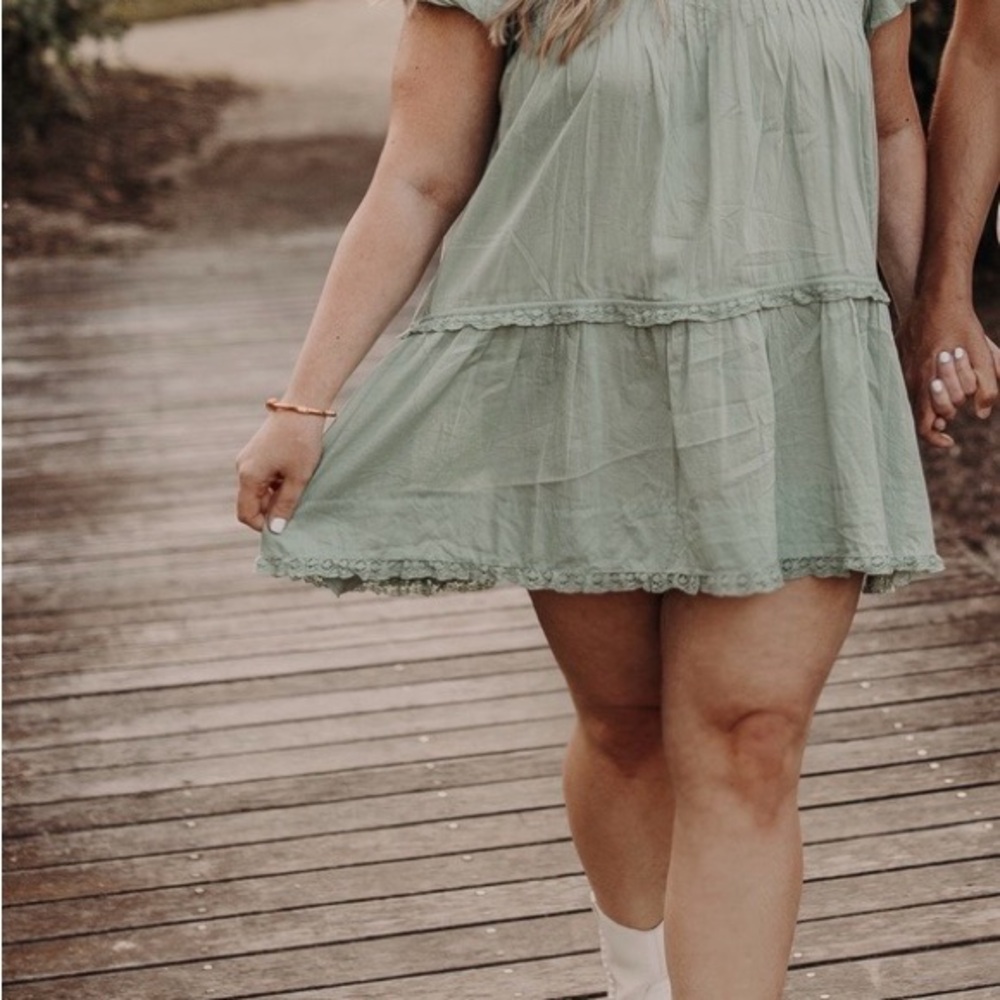 Free People Light sage Mini Dress - Picture 2 of 3